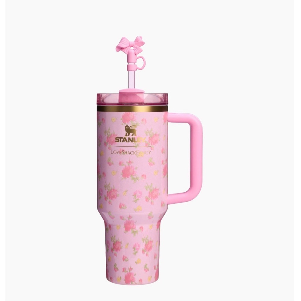 LOVE SHACK FANCY 2025 Stanley Pink Floral Tumbler with Bow Straw. New in box - Picture 1 of 5